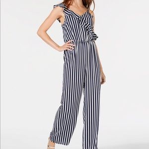 Bar III Striped Ruffle Jumpsuit
